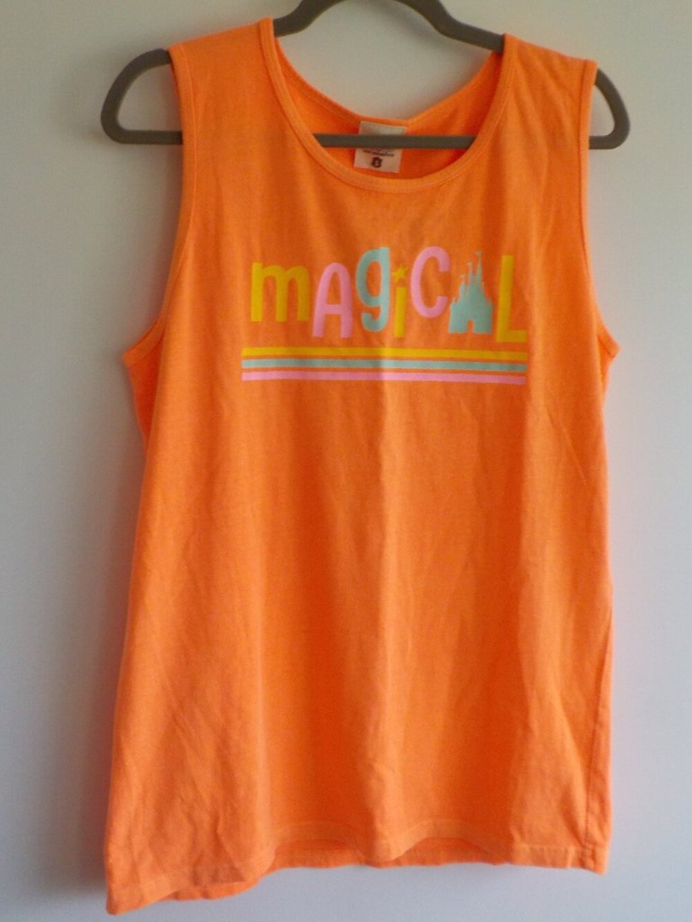 Tank Top - Small - Orange - Magical Castle - Cotton Pre-Shrunk (2227)